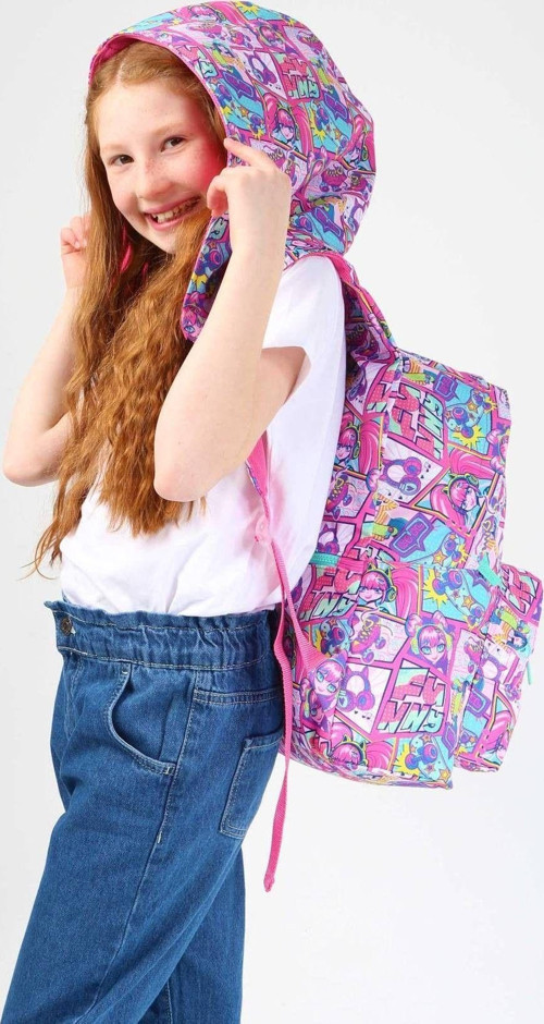 Kids Pembe Yeşil Kız Çocuk Okul Sırt Çantası - Yağmurluk Özellikli