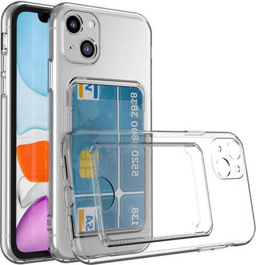 Apple iPhone 13 Kılıf Kartlıklı Şeffaf Zore Setra Clear Silikon Kapak