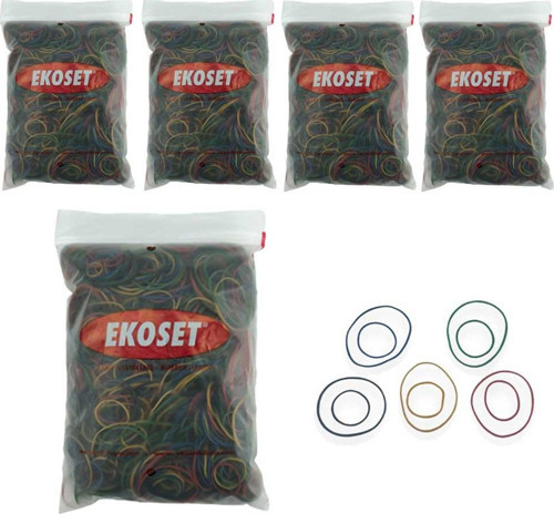 Karışık Boy ve Renkte İnce Paket Lastikleri 5000 Adet 5 Renk 40 ve 70mm