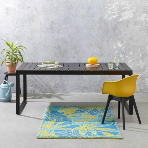 Siyah Bahçe Balkon Teras Metal Ağaç Masa 90cm x 180cm