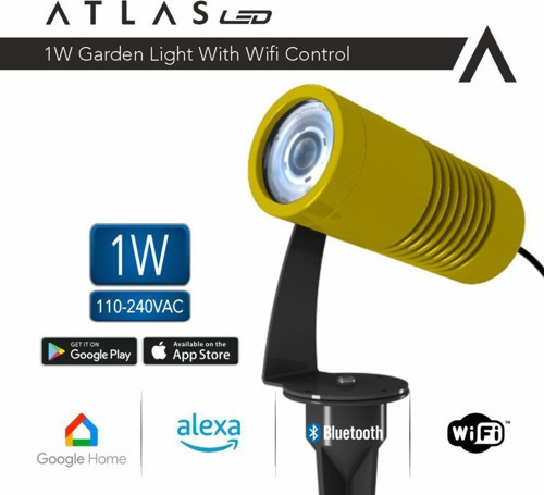 Atlas 1W WI-FI Kontrollü Led Bahçe Peyzaj Spotu-220V Altın Kasa - Beyaz Işık