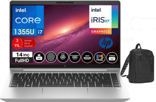 Elitebook 640 G10 Intel Core I7 1355U 16GB 2tb SSD 14" Fhd Freedos Taşınabilir Bilgisayar ELİT8A571EA08 + Weblegelsin Çanta