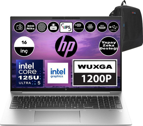 Elitebook 860 G11 Intel Core Ultra 5 125U 64GB Ddr5 4tb SSD 16" IPS Wuxga Windows 11 Pro Taşınabilir Bilgisayar 8A4S8EA12 + Zetta Çanta