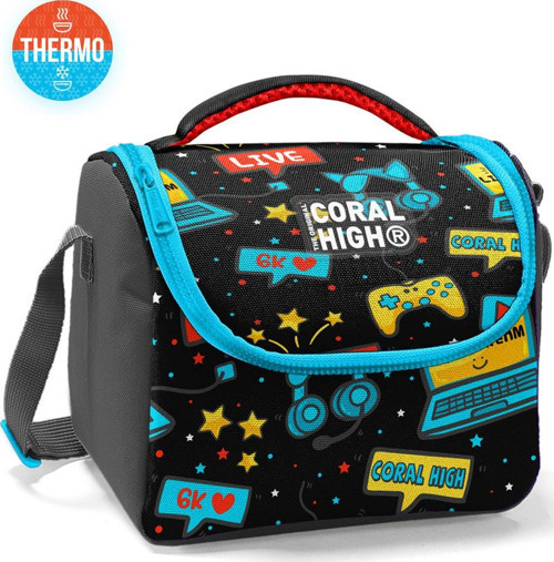 Kids Siyah Mavi Gamer Desenli Thermo Beslenme Çantası 11892