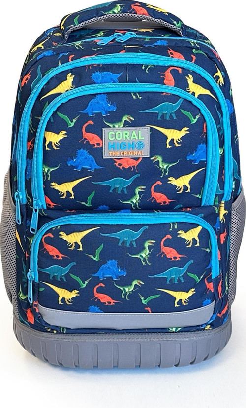 Coral High Kids Dinozor Desenli, Lacivert Renkli, İki Kademeli Çekçekli, Sırt Ve Okul Çantası 24024 3