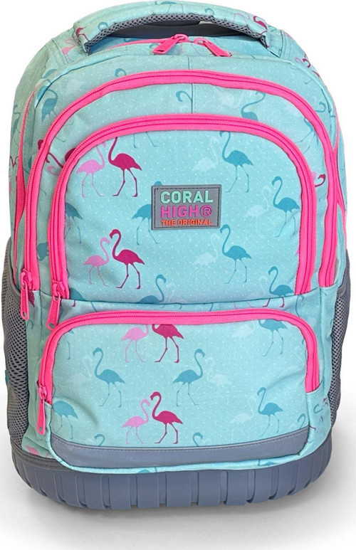 Coral High Kids Flamingo Desenli, Su Yeşili Renkli, İki Kademeli Çekçekli, Sırt Ve Okul Çantası 24022 3
