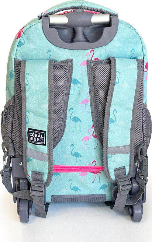 Coral High Kids Flamingo Desenli, Su Yeşili Renkli, İki Kademeli Çekçekli, Sırt Ve Okul Çantası 24022 5