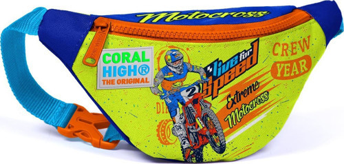 Kids Fosforlu Sarı Saks Motorsiklet Desenli Bel Çantası 12614
