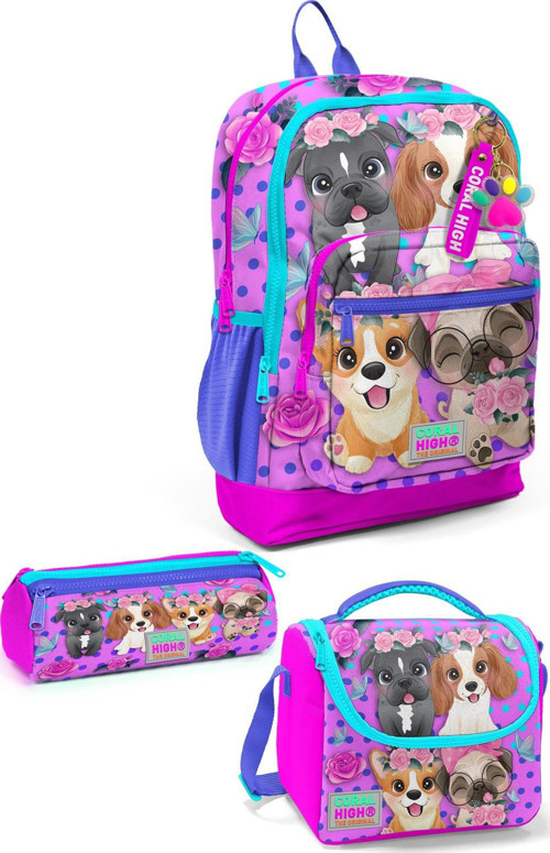 Kids Pembe Köpek Desenli 3’lü Okul Çanta Seti SET0123750