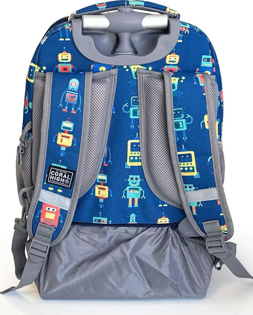 Coral High Kids Robot Desenli, Lacivert Renkli, İki Kademeli Çekçekli, Sırt Ve Okul Çantası 24025 8