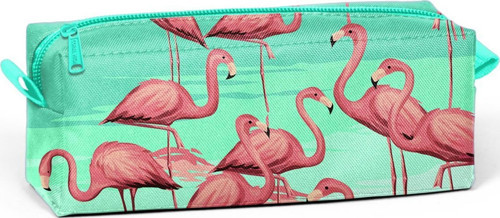 Su Yeşili Flamingo Desenli Kalem Çantası 22382