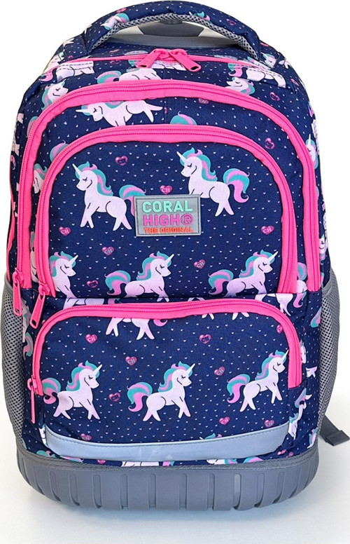 Coral High Kids Unicorn Desenli, Lacivert Renkli, İki Kademeli Çekçekli, Sırt Ve Okul Çantası 24023 3
