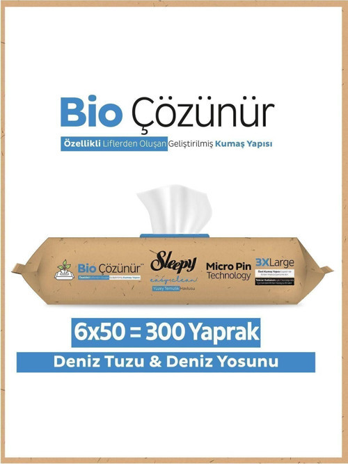 Easy Clean Bio Çözünür Deniz Tuzu Ve Deniz Yosunu Yüzey Temizlik Havlusu 6x50 (300 YAPRAK)