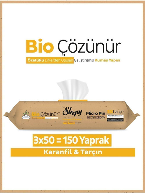Easy Clean Bio Çözünür Karanfil Ve Tarçın Yüzey Temizlik Havlusu 3x50 (150 YAPRAK)