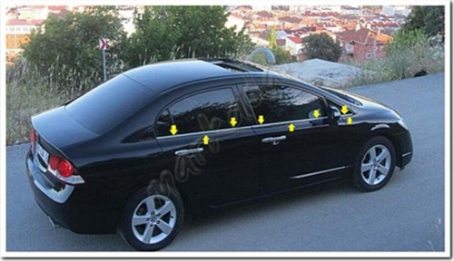 Honda Civic Krom Cam Çıtası 2006-2011 6 Parça Paslanmaz Çelik