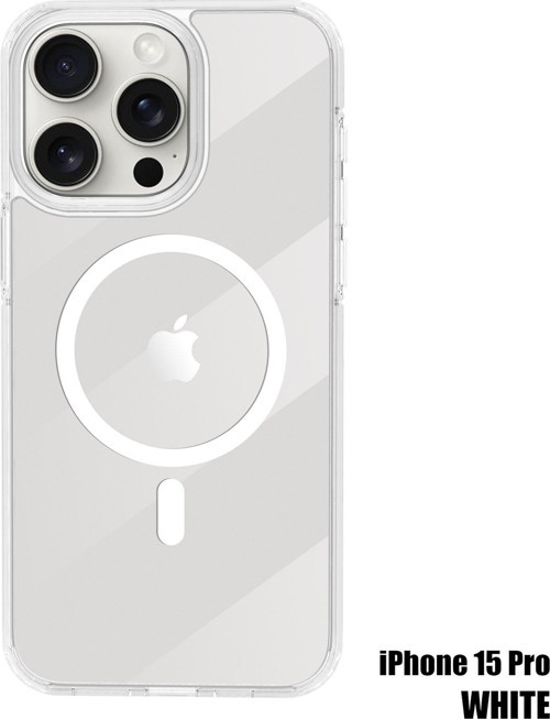 iPhone 15 Pro Uyumlu Ice Crystal Magsafe Telefon Kılıfı Beyaz
