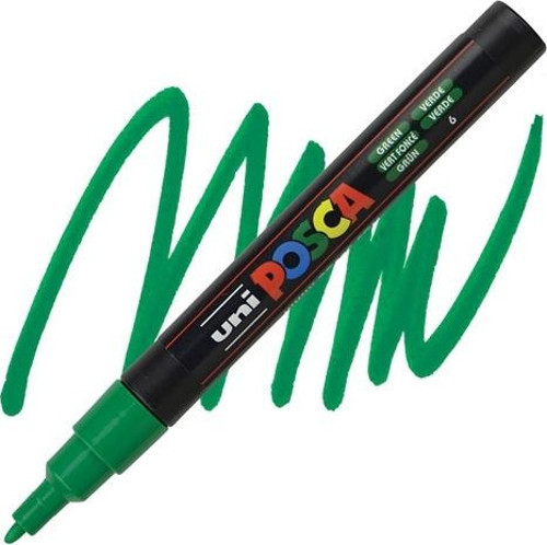 Markör Boyama Kalemi Posca Su Bazlı Poster 0.9-1.3 Mm Yeşil Pc-3M (6 Lı Paket)
