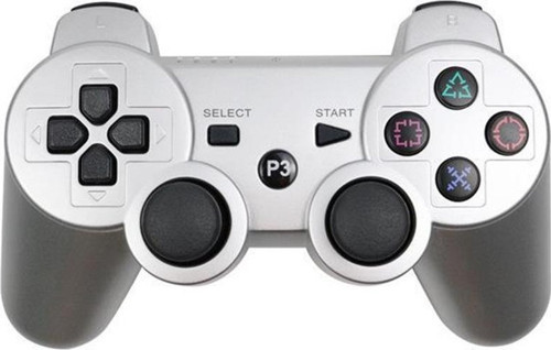 P3 Doubleshock PS3 Playstation 3 için Uyumlu Kablosuz Titreşimli Oyun Kolu Gamepad Joystick Controller Gümüş