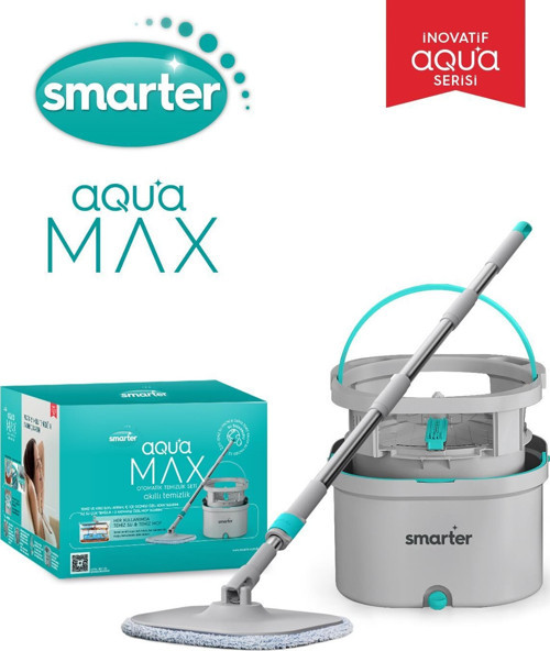 AQUA MAX TEMİZ & KİRLİ SUYU AYIRMA ÖZELLİĞİ ÇİFT KOVA OTOMATİK TEMİZLİK SETİ MOP PASPAS