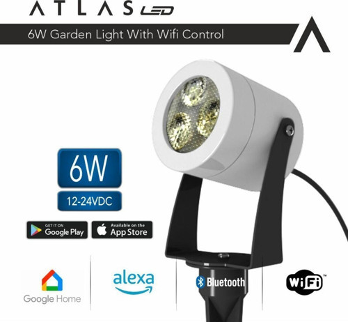 Atlas 6W WI-FI Kontrollü Led Bahçe Peyzaj Spotu-12-24V Beyaz Kasa - Doğal Işık