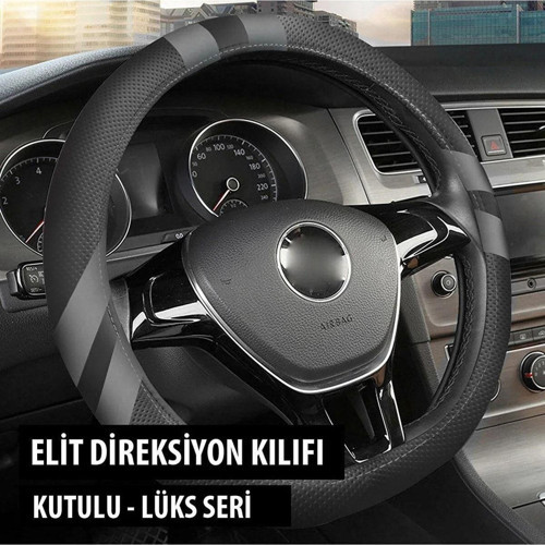 Kia Rio Uyumlu Elit Geçmeli Direksiyon Kılıfı Füme