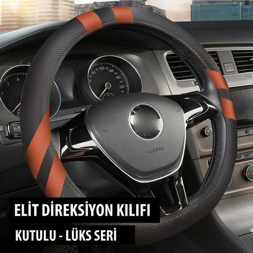 Renault Laguna Uyumlu Elit Geçmeli Direksiyon Kılıfı Taba