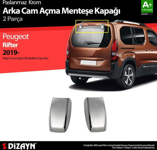 Peugeot Rifter Krom Arka Cam Açma Menteşe Kapağı 2 Prç 2019 Üzeri