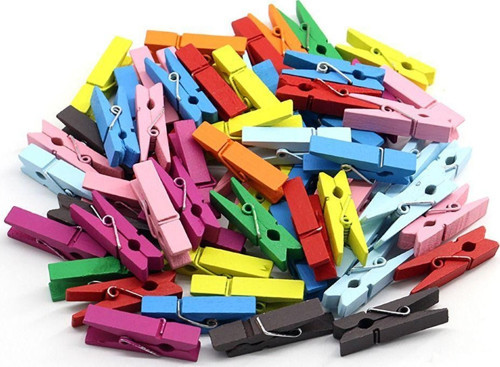 100 Lü Renkli Ahşap Mandal 2.5 Cm 12 Li Paket 1200 Adet