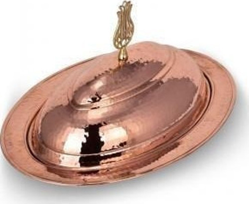 Odabaşı Özel Kapak Kayık Sunum Tabağı 31 Cm El Dövme Kırmızı Turna4403-1