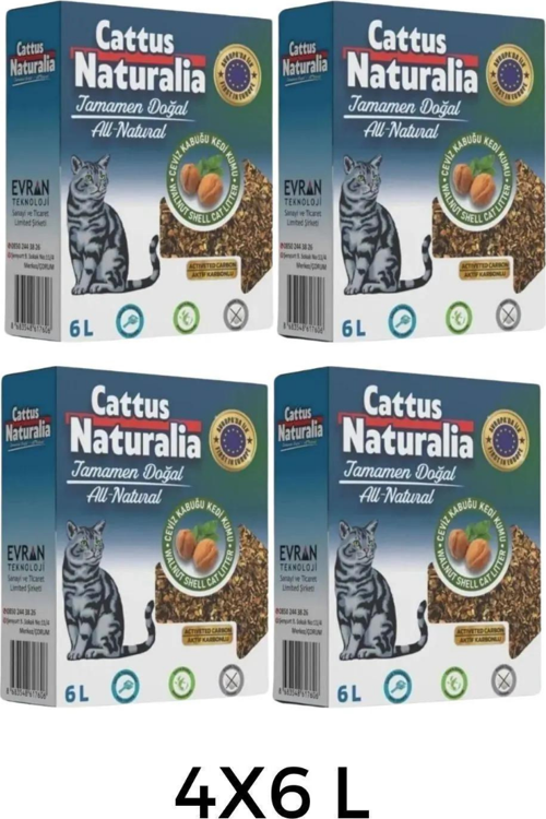 Ceviz Kabuğundan Yapılmış Doğal Kedi Kumu 4'lü; Aktif Karbonlu, %100 Organik