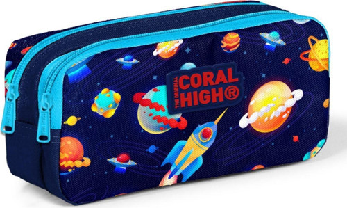 Mavi Astronot Baskılı İki Bölmeli Kalem Çantası -Erkek Çocuk
