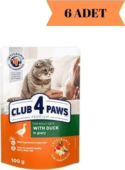 Premium Ördek Etli Pouch Yetişkin Kedi Yaş Maması 100 Gr - 6 Adet