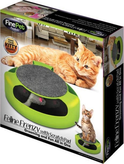 Feline Frenzy With Scratch Pad Hareketli Fare Yuvarlak Kedi Tırmalama Yeşil