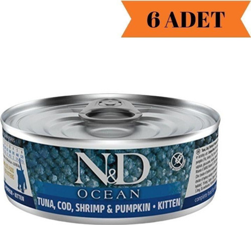 Ocean Ton, Karides ve Balkabağı Yavru Kedi Yaş Maması 70 Gr x 6 Adet