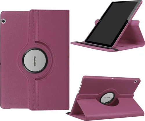 Huawei MediaPad T5 10 inç Kılıf 360 Derece Dönerli Yatay ve Dikey Standlı Deri Kılıf + 9H Nano Ekran Koruyucu