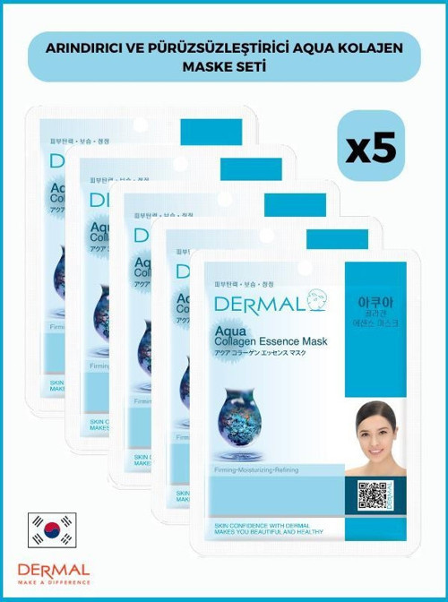 Sıkılaştırıcı, Nemlendirici, Arındırıcı Aqua Kolajen Maske 23gr 5 Adet