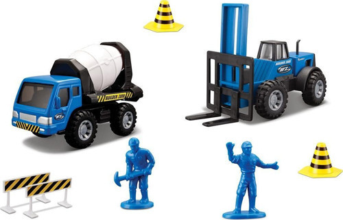 İnşaat Araçları Mikser ve Forklift İnşaat Seti Mavi