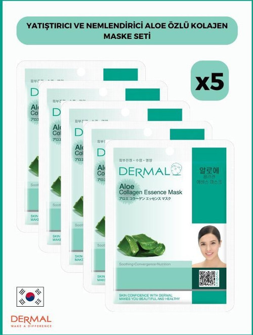 Yatıştırıcı Ve Nemlendirici Aloe Özlü Kolajen Maske 23 Gr 5 Adet