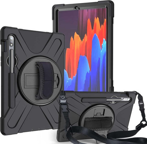 Samsung Galaxy Tab S8+ SM-X800 Kılıf Yatay Standlı ve Askılı Amazing Defender Zırh Özellikli Kılıf