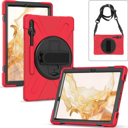 Samsung Galaxy Tab S8+ SM-X800 Kılıf Yatay Standlı ve Askılı Amazing Defender Zırh Özellikli Kılıf