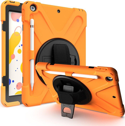 Apple iPad 9.Nesil 10.2 İnç Kılıf Yatay Standlı ve Askılı Amazing Defender Zırh Özellikli Kılıf