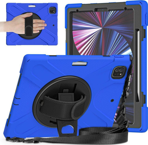 Apple iPad Pro 12.9 2022 M2 (6.Nesil) Kılıf Yatay Standlı ve Askılı Amazing Zırh Özellikli Kılıf
