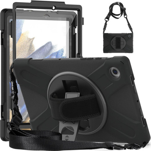 Lenovo Tab M10 Plus Kılıf Yatay ve Dikey Standlı Askılı Military Amazing Defender Zırh Özellikli Kılıf (Model TB-125F)
