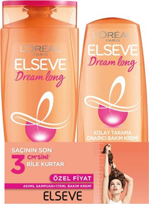 LOréal Paris Elseve Dream Long Onarıcı Bakım Şampuanı 450 Ml + Kolay Tarama Bakım Kremi 175 Ml