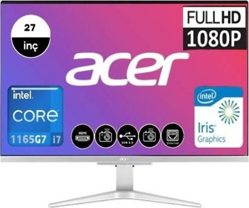 Aspire C27-1655 Intel Core I7 1165G7 32GB 1tb SSD Freedos 27" Fhd All In One Bilgisayar DQ.BHLEM.001