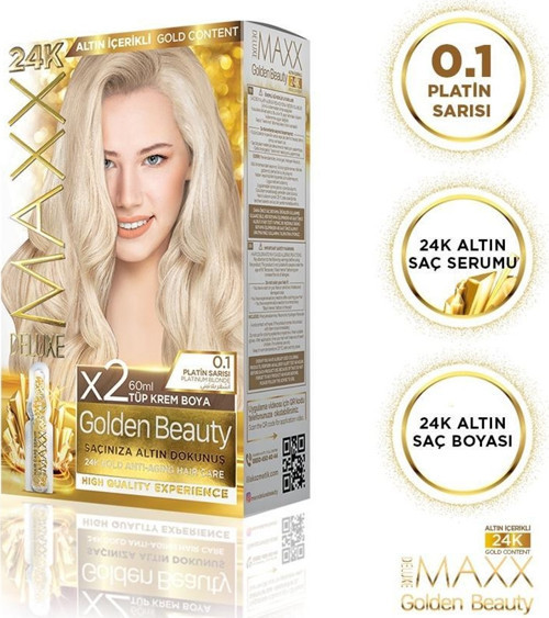 Golden 24K Altın Içerikli Saç Boyası 0.1 Platin Sarısı Sarısı 2 Boyama