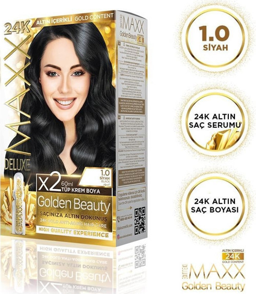 Golden 24K Altın Içerikli Saç Boyası 1.0 Siyah 2 Boyama