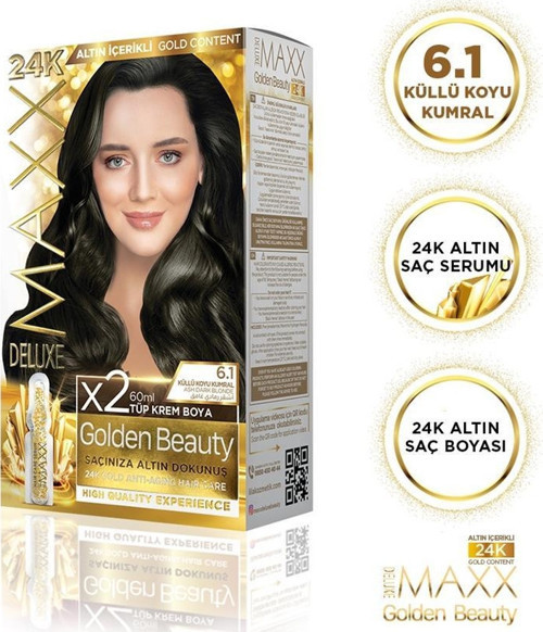 Golden 24K Altın Içerikli Saç Boyası 6.1 Küllü Koyu Kumral 2 Boyama