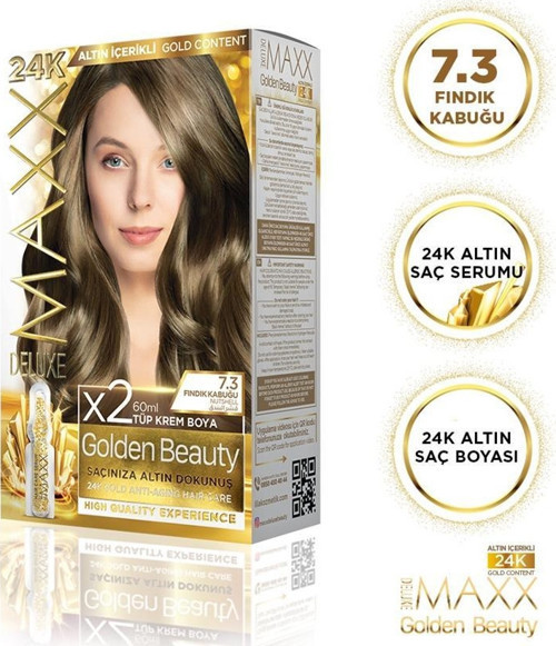 Golden 24K Altın Içerikli Saç Boyası 7.3 Fındık Kabuğu 2 Boyama