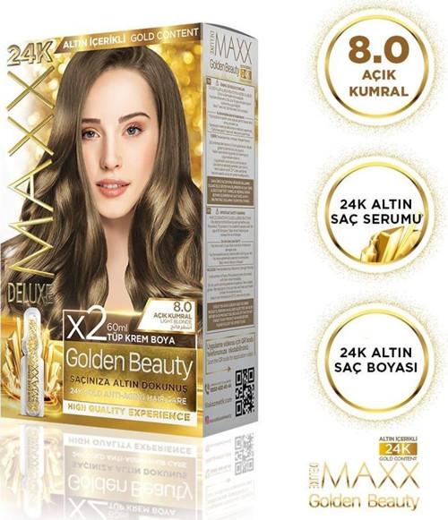 Golden 24K Altın Içerikli Saç Boyası 8.0 Açık Kumral 2 Boyama